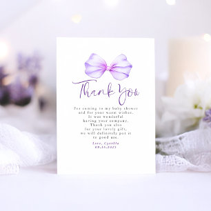 Elegant Light Purple Bow Baby Shower Thank You