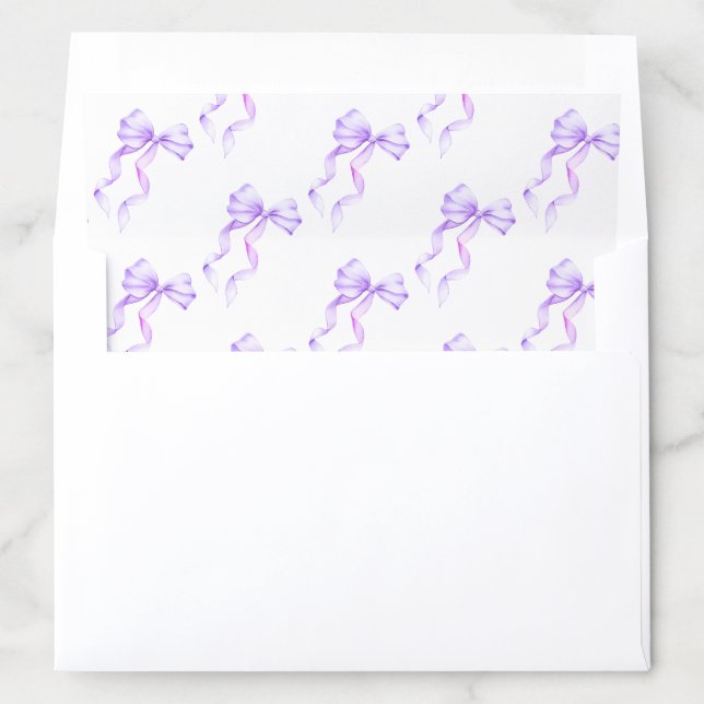Elegant Light Purple Bow Coquette Bridal Shower Envelope Liner (In Envelope)