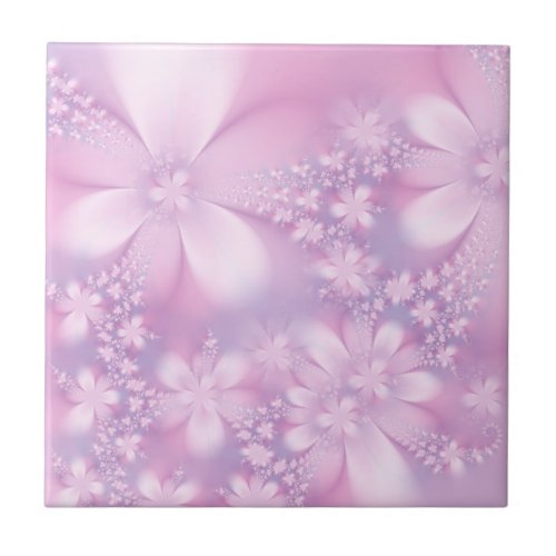 Elegant Light Purple Floral Lavender Flowers Ceramic Tile