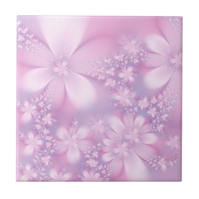 Elegant Light Purple Floral Lavender Flowers Ceramic Tile (Front)