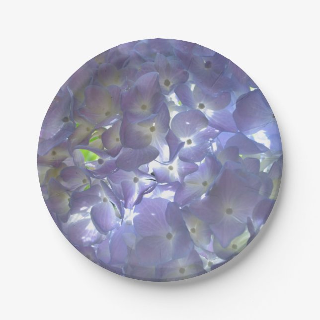 Elegant light purple floral Lavender Hydrangeas Paper Plates (Front)