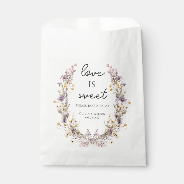 Elegant Light Purple Floral Wedding Favor Bag (Front)