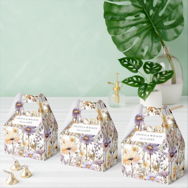 Elegant Light Purple Floral Wedding Favor Boxes (Multiple)
