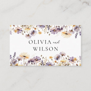 Elegant Light Purple Floral Wedding Flat Place Card