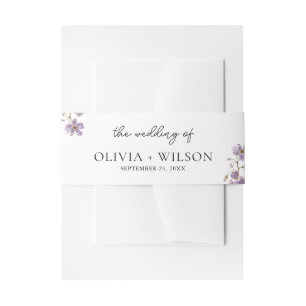 Elegant Light Purple Floral Wedding Invitation Belly Band
