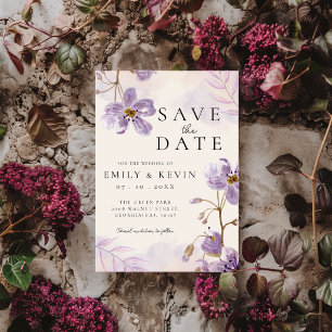 Elegant Light Purple Floral Wedding Save The Date