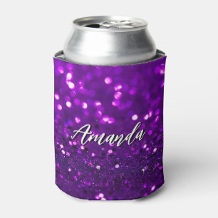 Elegant Light Purple Glitter Sparks Can Cooler