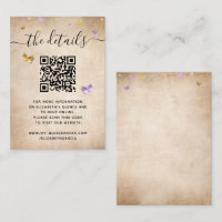 Elegant Light Purple Gold Butterfly RSVP QR Code