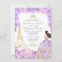 Elegant Light Purple Gold Tiara Paris Quinceañera