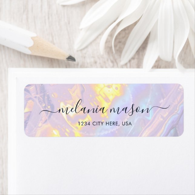 Elegant Light Purple Holographic Modern Label (Insitu)