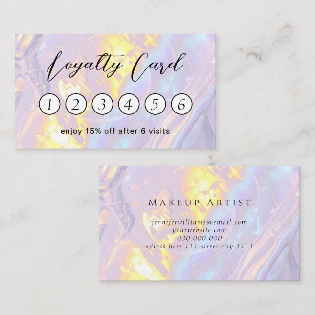 Elegant Light Purple Holographic Unique Loyalty Card (Front/Back)