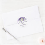 Elegant Light Purple Lavender Roses Floral Wedding Classic Round Sticker<br><div class="desc">Watercolor floral design with white and purple roses with lavender and other flowers and greenery.</div>