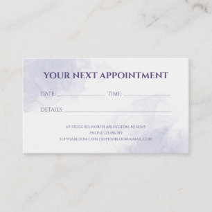 Elegant Light Purple Liquid Watercolor Ink Appointment Card