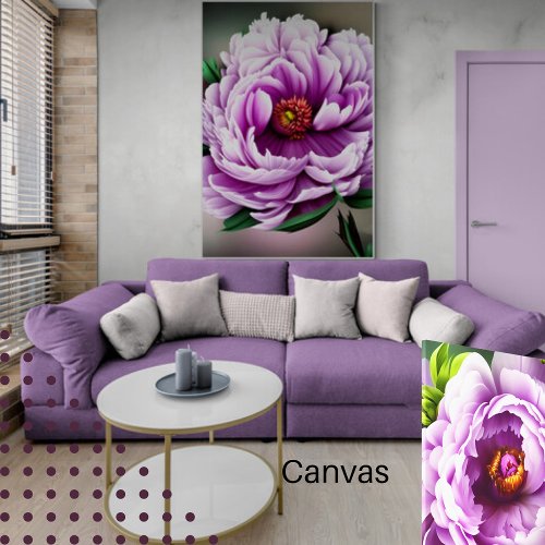 Elegant Light Purple Peony Floral Digital Canvas Print