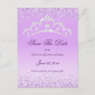 Elegant Light Purple Quinceanera Save The Date Postcard