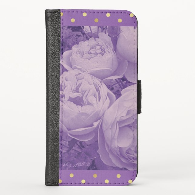 Elegant Light Purple Roses iPhone Wallet Case (Front)