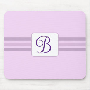 Elegant Light Purple Striped Fancy Initial Mouse Pad