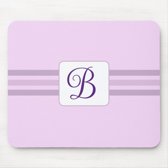 Elegant Light Purple Striped Fancy Initial Mouse Pad (Front)