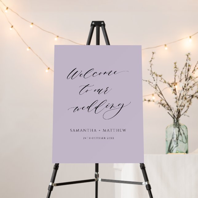Elegant Light Purple Wedding Welcome Sign (In Situ (Stand))