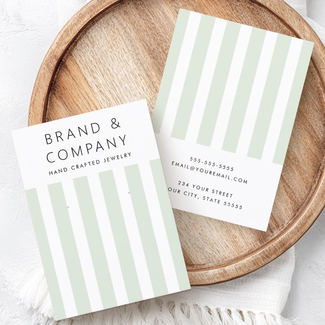 Elegant light sage green stripes earring card (Elegant light sage green stripes earring card)