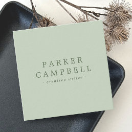 Elegant light sage green stylish minimalist square business card
