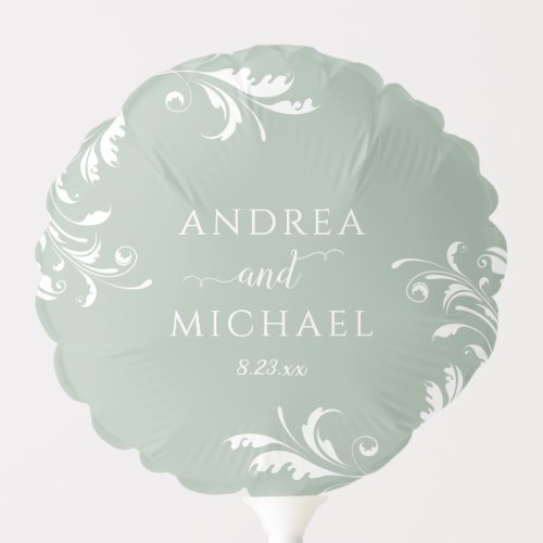 Elegant Light Sage Green Wedding Bridal Shower Balloon