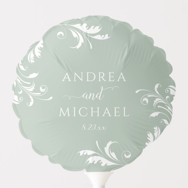 Elegant Light Sage Green Wedding Bridal Shower Balloon (Front)