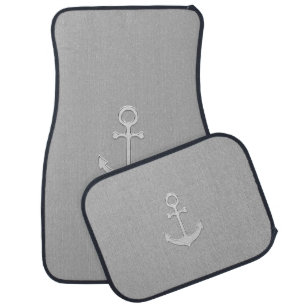 Elegant Light Silver Anchor on Light Silver Gray Car Floor Mat