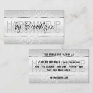 Elegant Light Silver Shimmering Cute Glitter Stars Business Card
