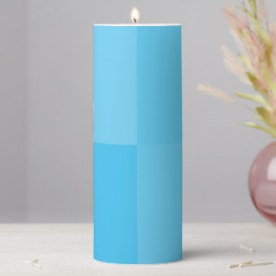 Elegant Light Sky Blue Pastel Minimalist Squares Pillar Candle