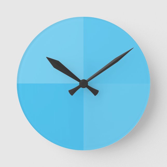 Elegant Light Sky Blue Pastel Minimalist Squares Round Clock (Front)