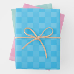 Elegant Light Sky Blue Pink Teal Pastel Minimalist Wrapping Paper Sheets
