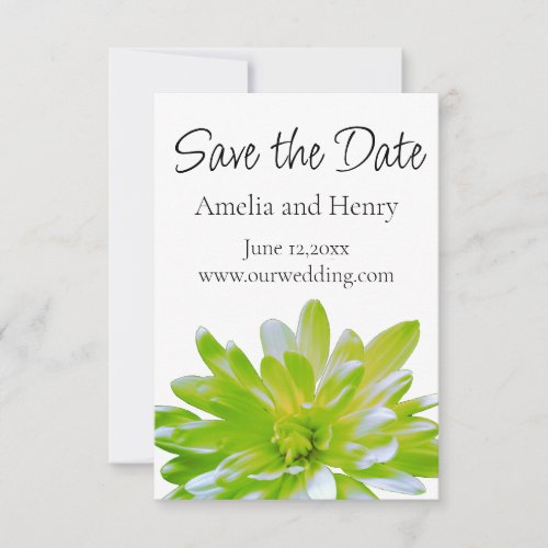 Elegant light soft green floral flower  save the date