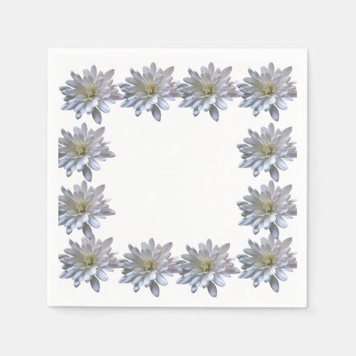 Elegant light soft white floral flower daisies napkins