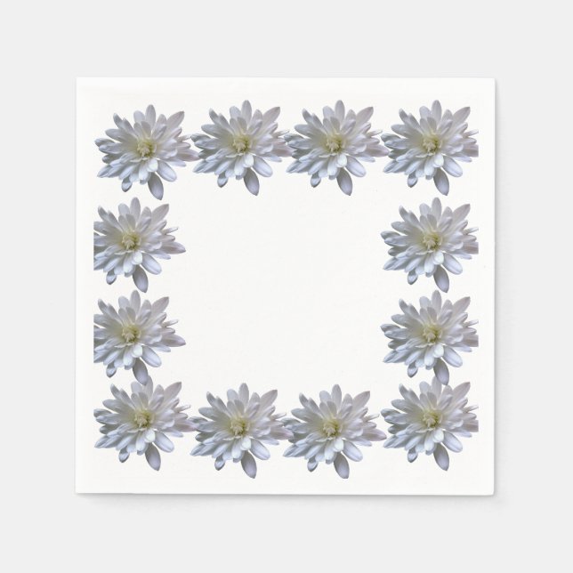 Elegant light soft white floral flower daisies napkins (Front)