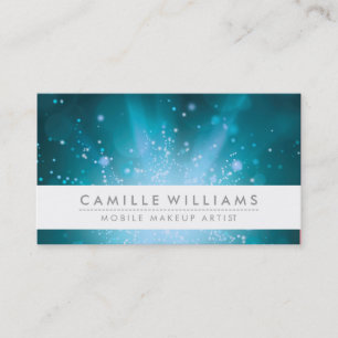 ELEGANT LIGHT SPARKLE whimsical bokeh teal blue Business Card