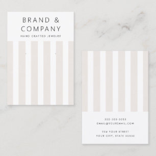 Elegant light tan brown stripes earring card
