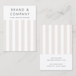Elegant light tan brown stripes earring card