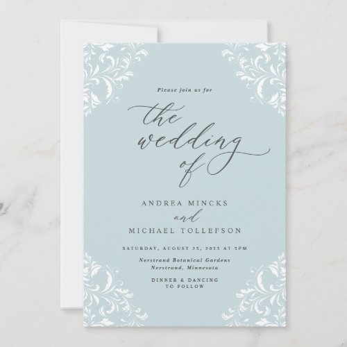 Elegant Light Turquoise Aqua Mint Wedding Invitation