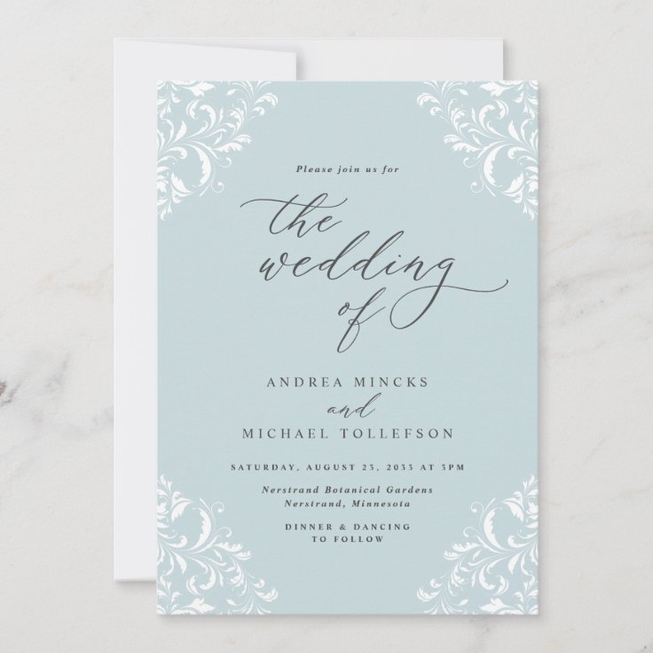 Elegant Light Turquoise Aqua Mint Wedding Invitation | Zazzle