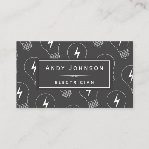 Elegant Lightbulb Pattern Electrician Maintenance Business Card