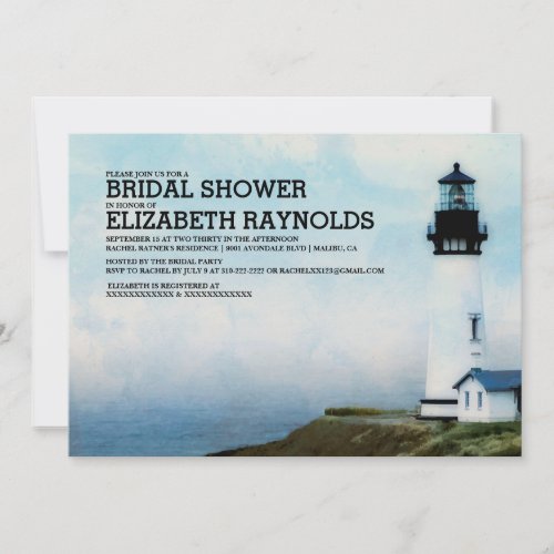Elegant Lighthouse Bridal Shower Invitations