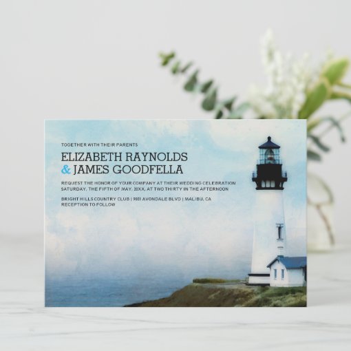 Elegant Lighthouse Wedding Invitations | Zazzle