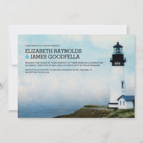 Elegant Lighthouse Wedding Invitations