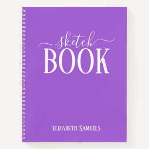 Elegant lila Sketch Book with name gift for her