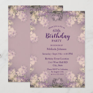 Elegant Lilac 60th Birthday Invitation