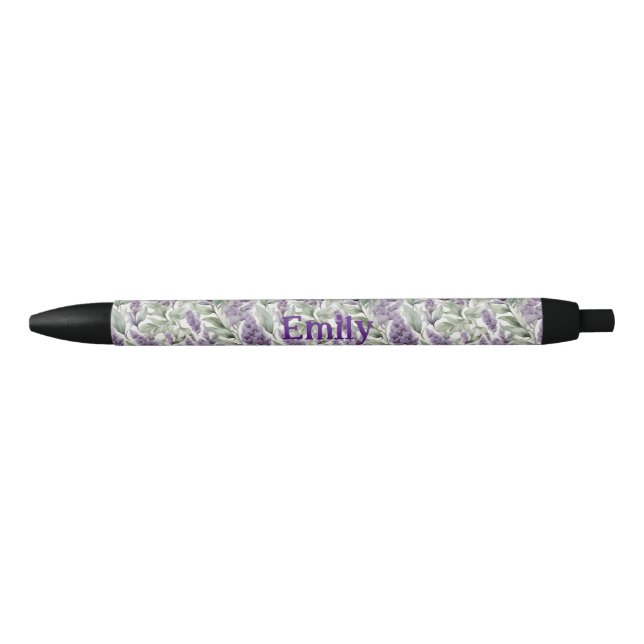 Elegant Lilac and Sage personalized floral  Pen (Front)