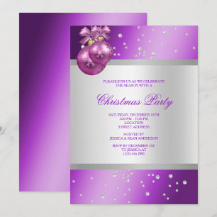 Elegant Lilac Baubles & Pearls Christmas Invitation