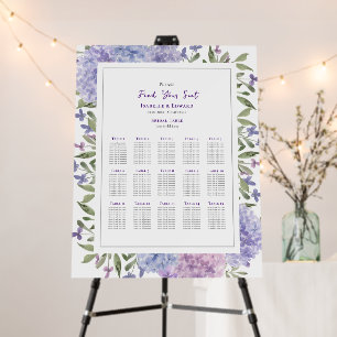 Elegant Lilac Blue Hydrangeas Wedding Seating Plan Foam Board