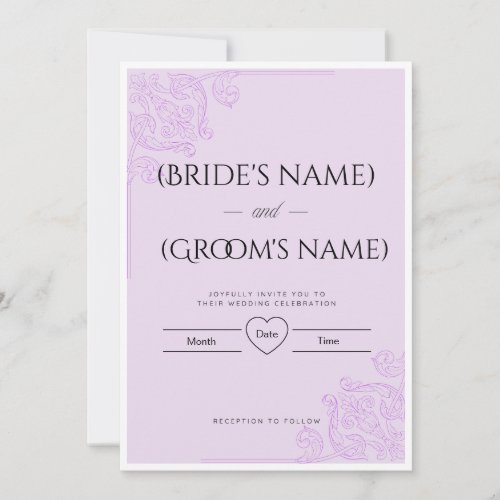 Elegant Lilac Floral Damask Wedding Invitation
